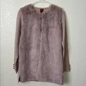 Faux Fur Vest with Knit Sleeves